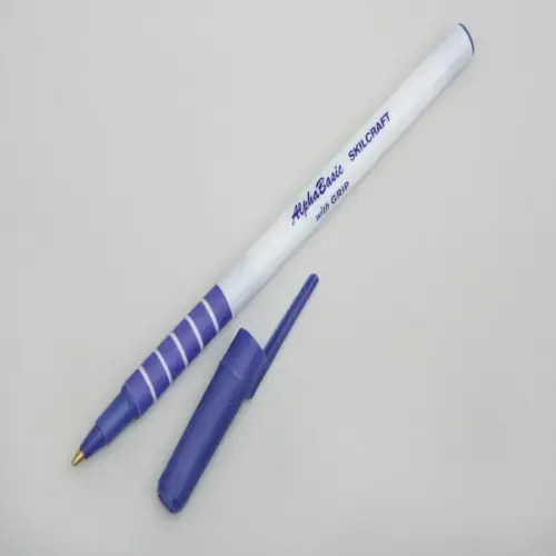 ALPHABASIC BALLPOINT PEN WITH GRIP - MEDIUM POINT BLUE INK